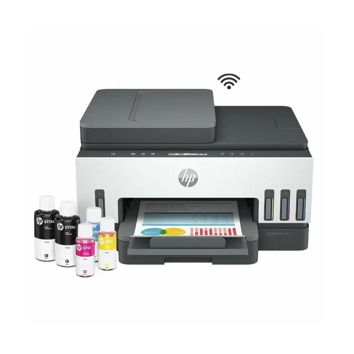 Impresora HP LL05 en blanco y negro, conectividad inalámbrica, con tintas de repuesto.